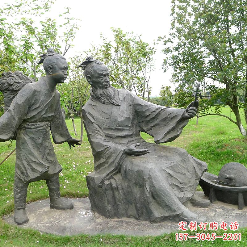 黄冈八大山人情景雕塑-中国明末清初知名画家朱耷公园情景小品