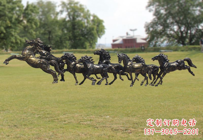 黄冈八骏图八匹马群铜雕