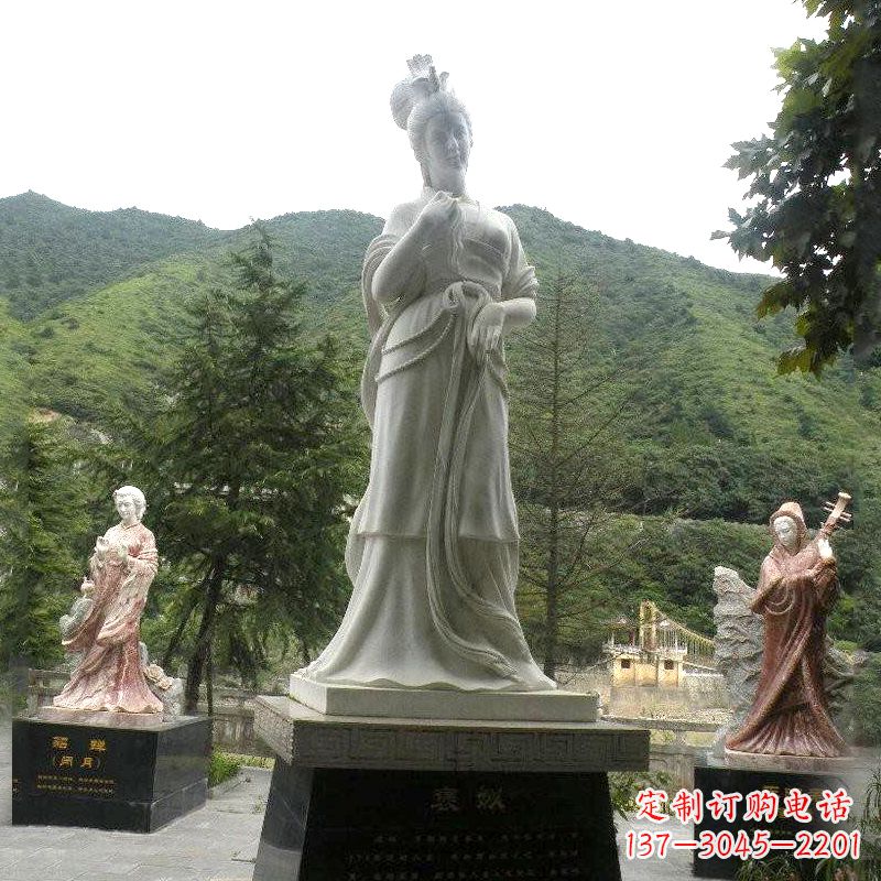黄冈褒姒雕塑-大理石石雕美女中国古代美女塑像