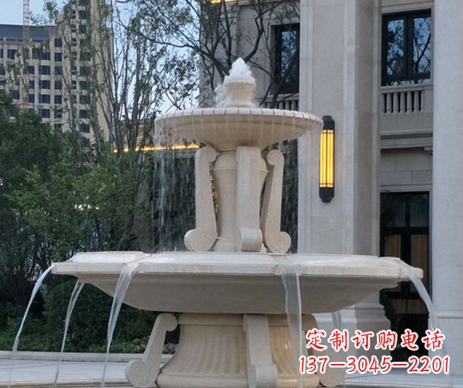 黄冈别墅景观汉白玉喷泉石雕 (2)