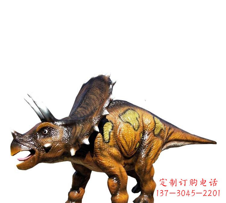 黄冈玻璃钢仿真恐龙三角龙雕塑——古老动物的最佳再现