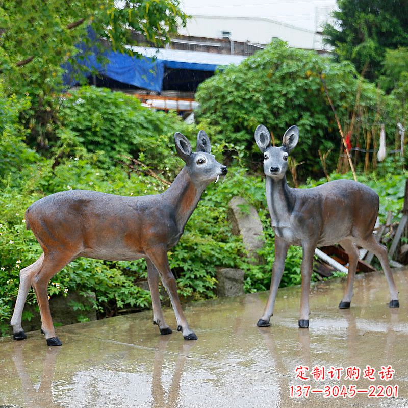 黄冈玻璃钢仿真鹿雕塑-农家院动物摆件