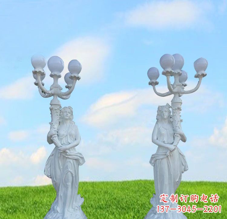 黄冈美女雕塑玻璃钢西方美女路灯的艺术精髓