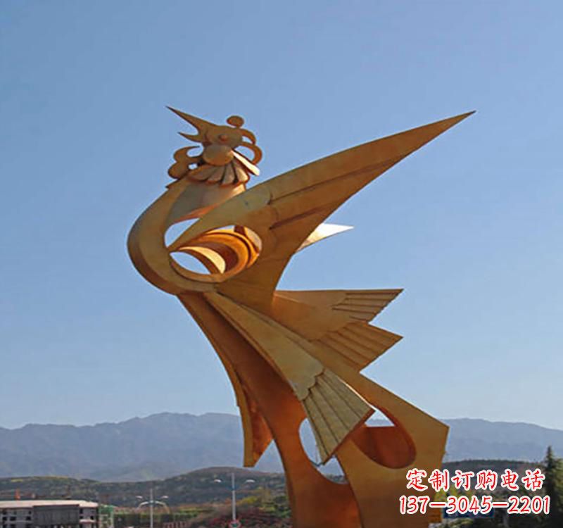 黄冈不锈钢凤凰雕塑传承瑞雪兆丰年