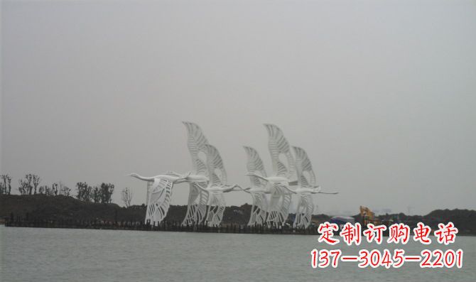 黄冈不锈钢白鹭动物雕塑美丽的艺术作品