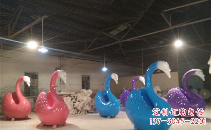 黄冈不锈钢彩色天鹅——精美的动物雕塑