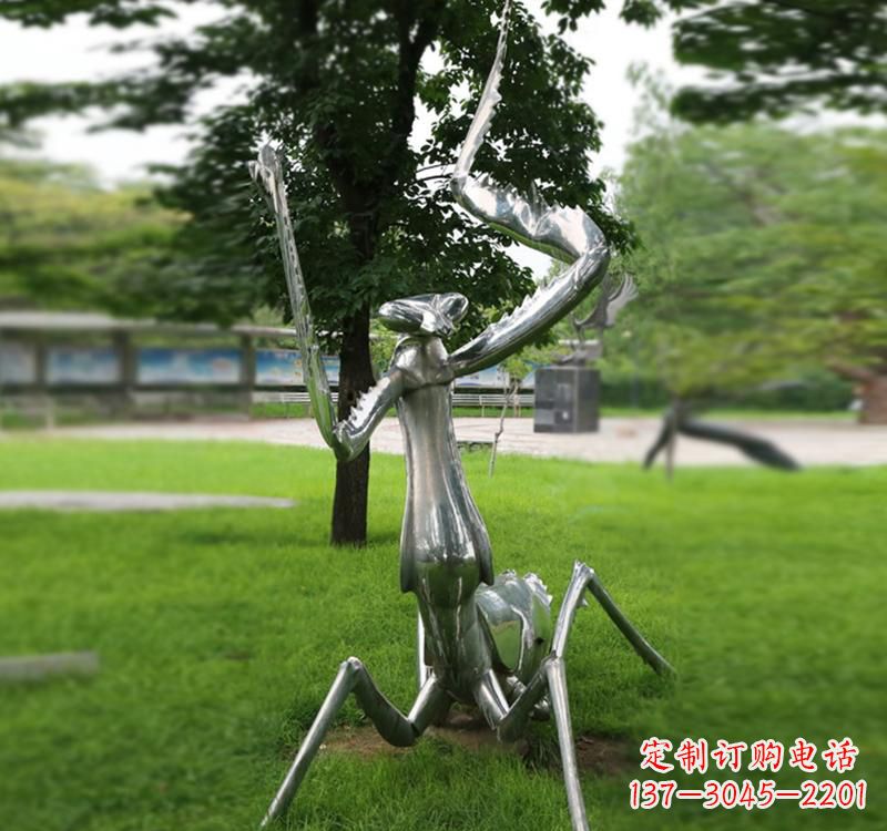 黄冈不锈钢螳螂雕塑精致美观的艺术品
