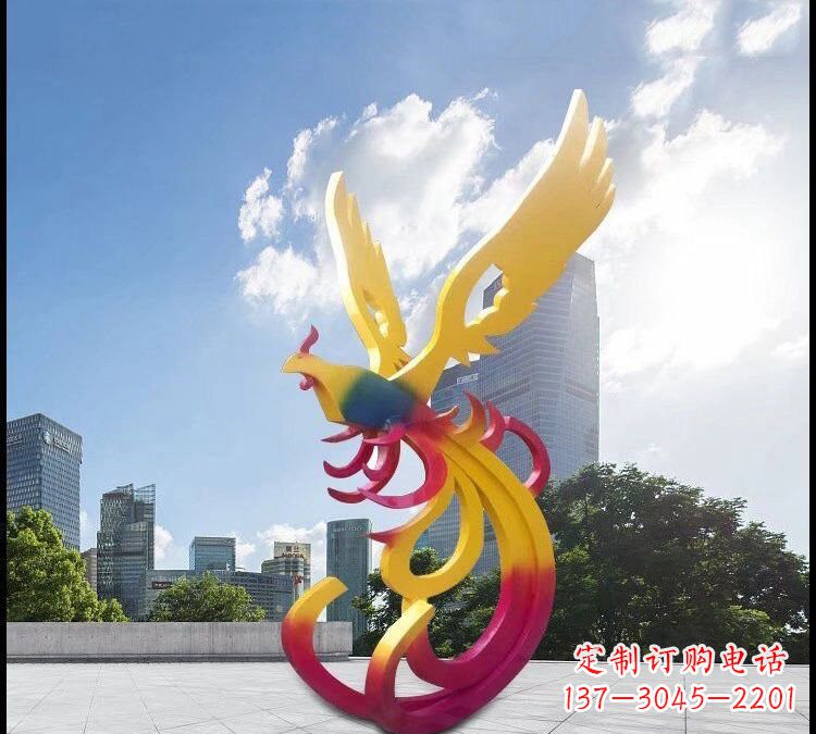 黄冈绚丽多彩的不锈钢凤凰雕塑