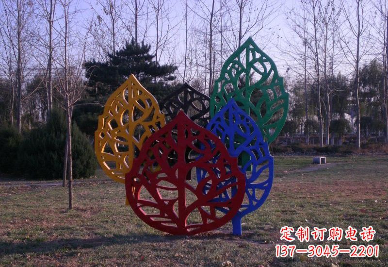 黄冈精美不锈钢树叶雕塑