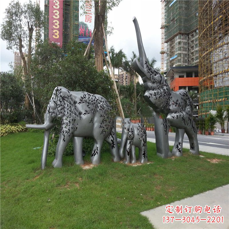 黄冈不锈钢大象雕塑小区园林的精美装饰