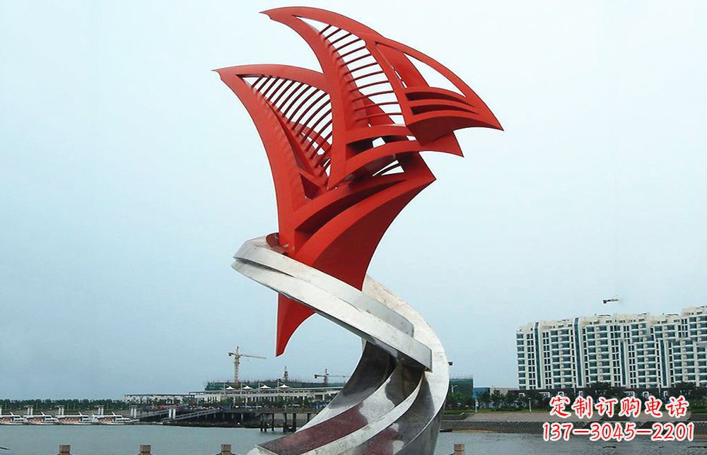 黄冈海洋之舟——不锈钢抽象帆船海边景观雕塑