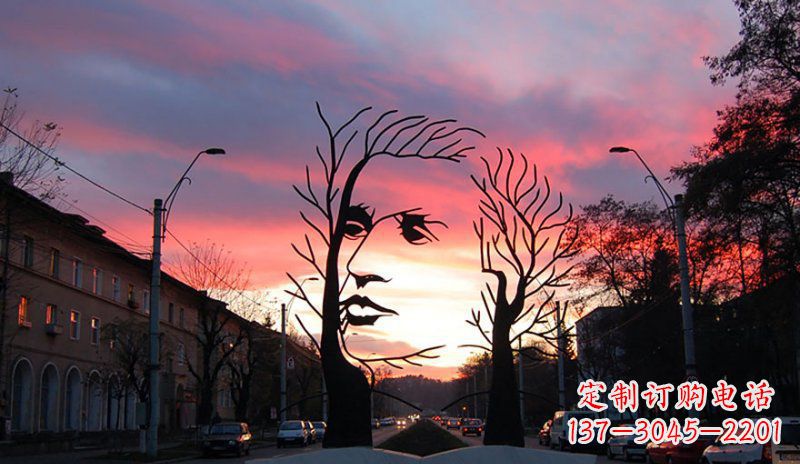 黄冈不锈钢人头雕塑点缀街边景观
