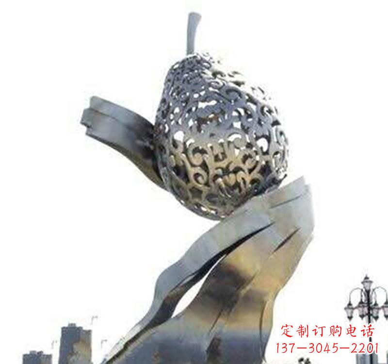 黄冈不锈钢梨雕塑艺术结合精美外形