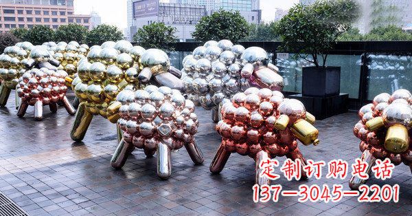黄冈不锈钢动物雕塑——小羊肖恩动物广场