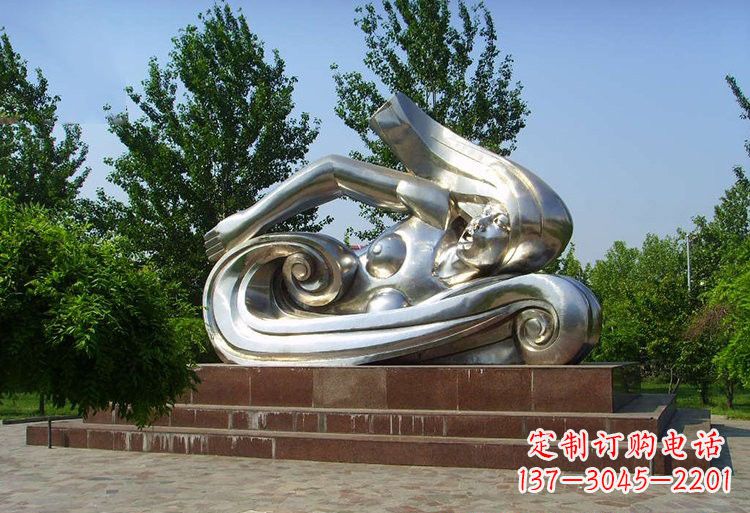 黄冈浪漫游泳不锈钢女孩雕塑
