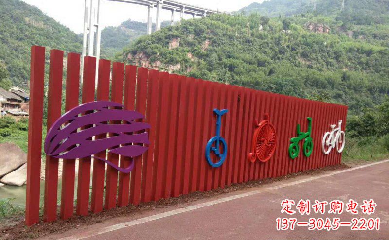 黄冈不锈钢自行车雕塑点缀公园景观
