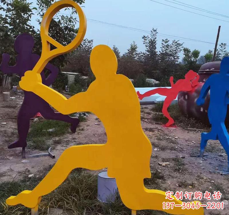 黄冈不锈钢打羽毛球雕塑2