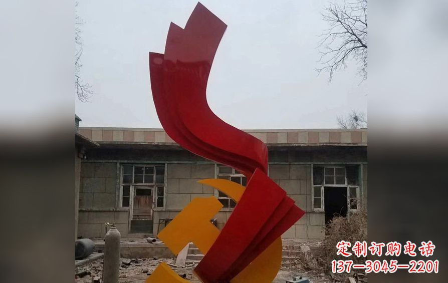 黄冈不锈钢党徽雕塑——为共产主义奠基