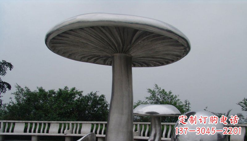 黄冈不锈钢仿真蘑菇凉亭雕塑