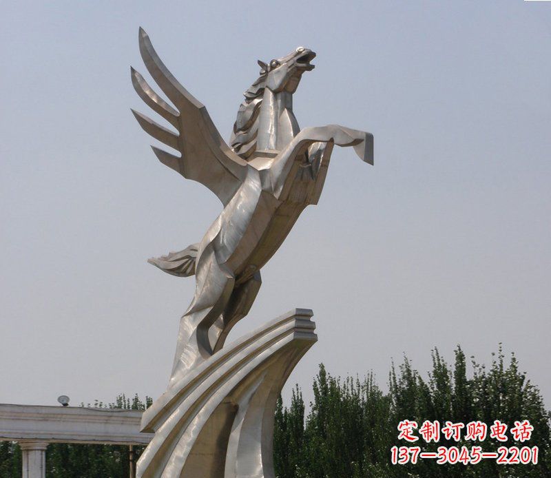 黄冈不锈钢飞马精美雕塑点缀公园