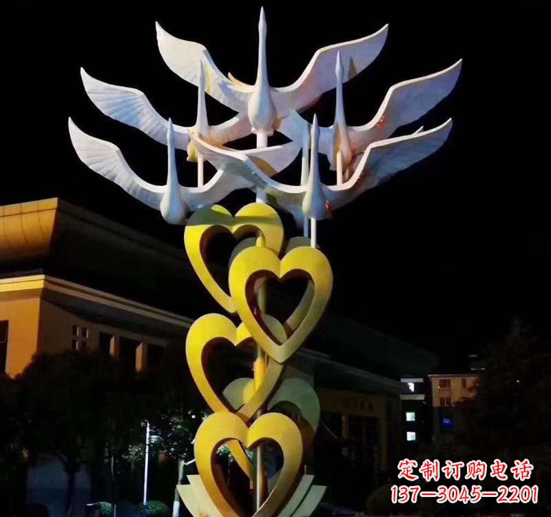 黄冈不锈钢大雁雕塑象征着自由的翱翔