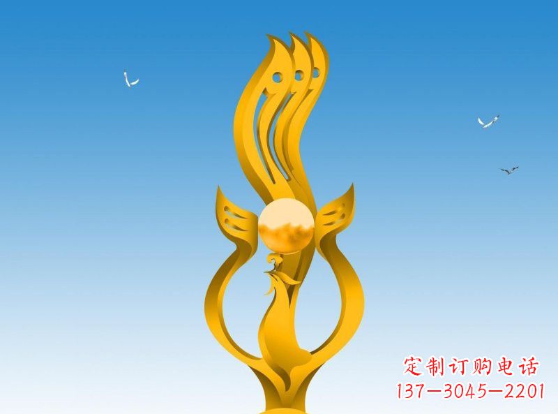 黄冈不锈钢凤凰雕塑灿烂外形,精美艺术