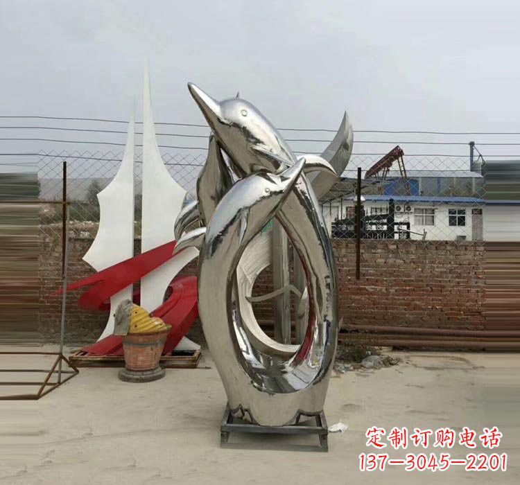 黄冈不锈钢海豚雕塑——象征着动物自由的象征