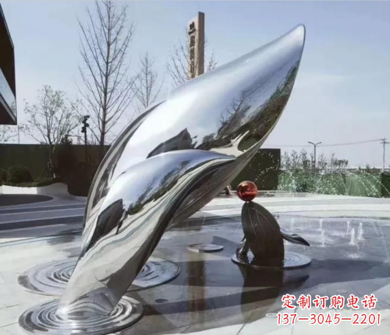 黄冈精美不锈钢海豚雕塑