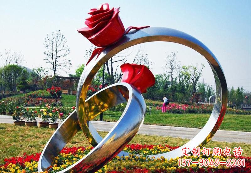 黄冈不锈钢公园玫瑰花戒指雕塑精致精美的礼物