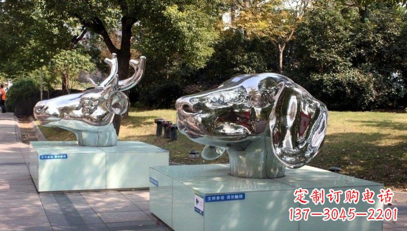 黄冈不锈钢十二生肖动物头像雕塑的魅力