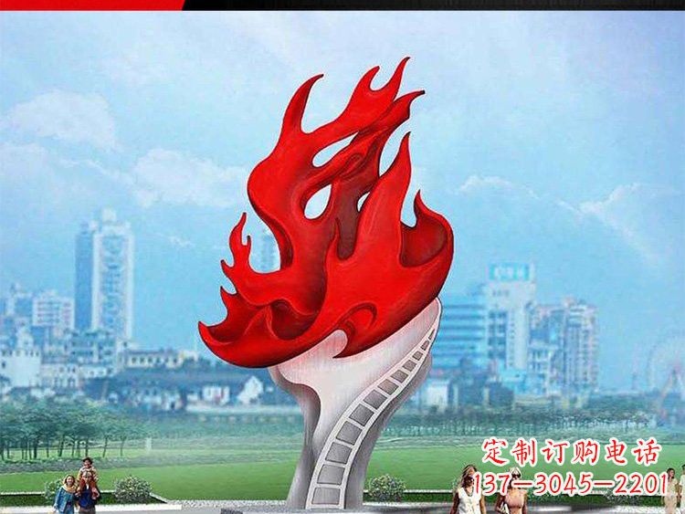 黄冈不锈钢火炬雕塑——激发民族自信的象征