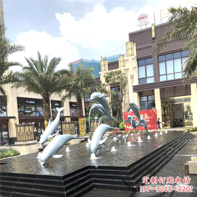 黄冈精美海豚喷泉,点缀城市企业街道