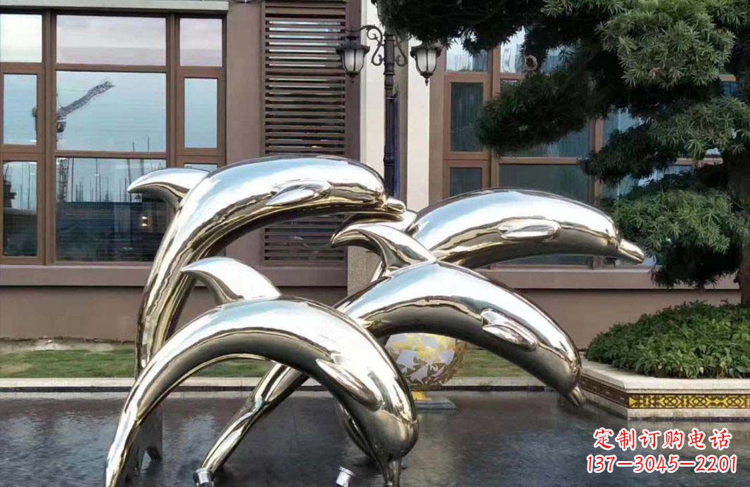 黄冈不锈钢海豚跳跃雕塑精美绝伦