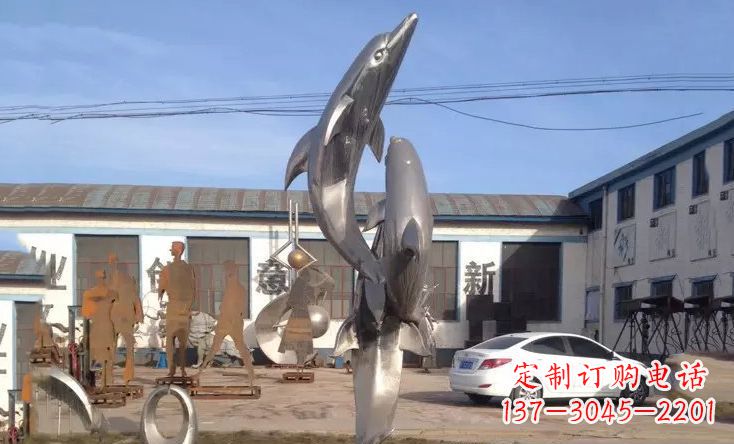 黄冈不锈钢海豚嬉戏雕塑精美的艺术视觉