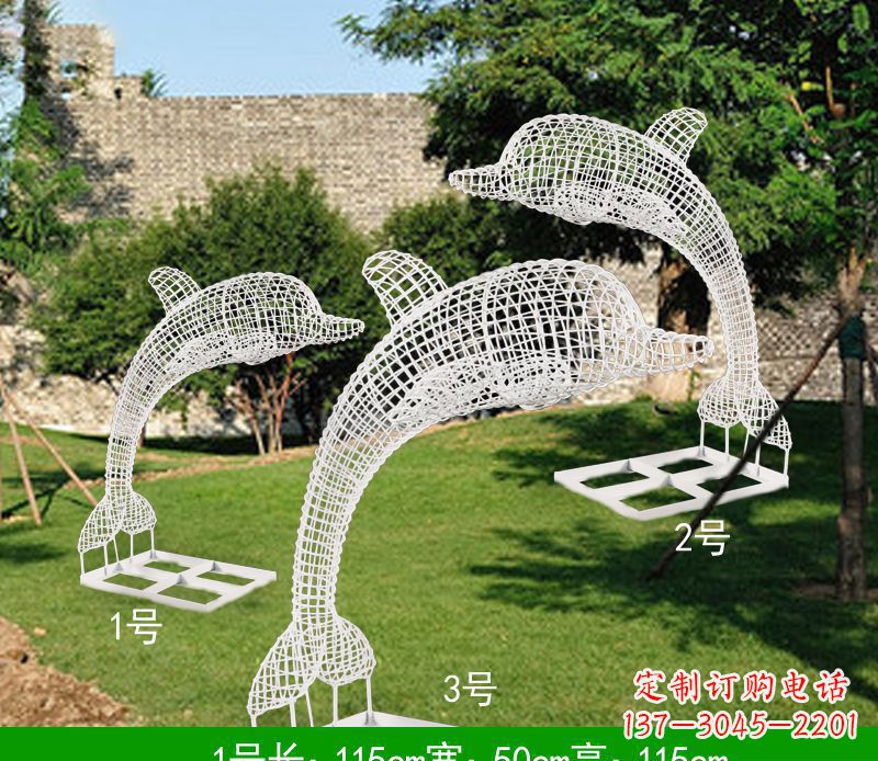 黄冈不锈钢海豚组合雕塑精美的艺术品