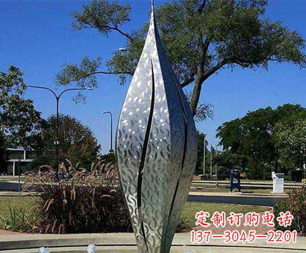 黄冈不锈钢花骨朵喷泉雕塑精致细节展现精美艺术