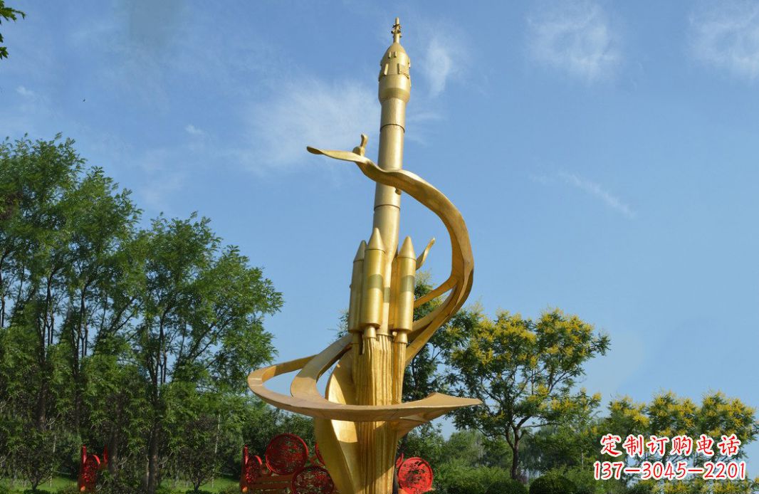 黄冈火箭飞向蓝天不锈钢火箭广场景观雕塑