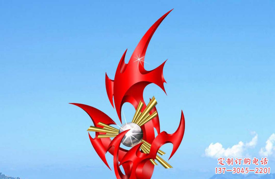 黄冈不锈钢火苗抽象景观雕塑给城市添彩