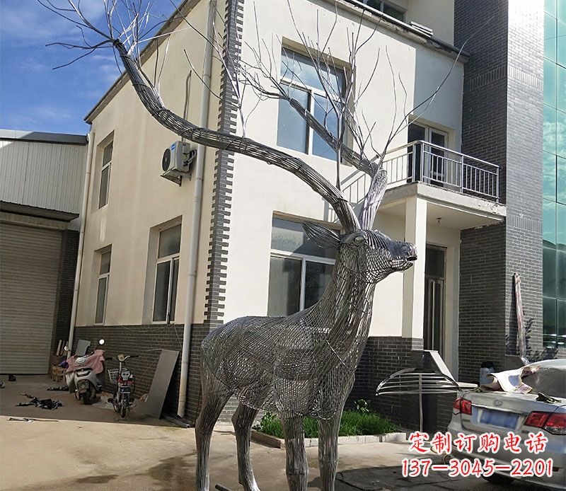 黄冈不锈钢景观梅花鹿雕塑美丽的艺术精品