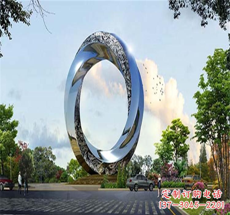 黄冈不锈钢圆环雕塑美丽的空间装饰