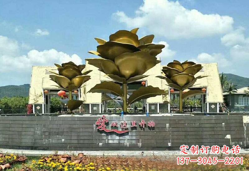 黄冈不锈钢玫瑰雕塑美丽的艺术品