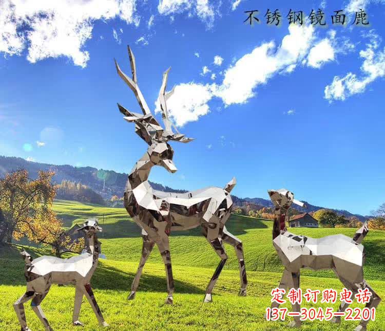 黄冈不锈钢鹿精美的动物雕塑