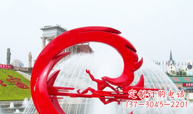 黄冈夸父的传奇不锈钢雕塑