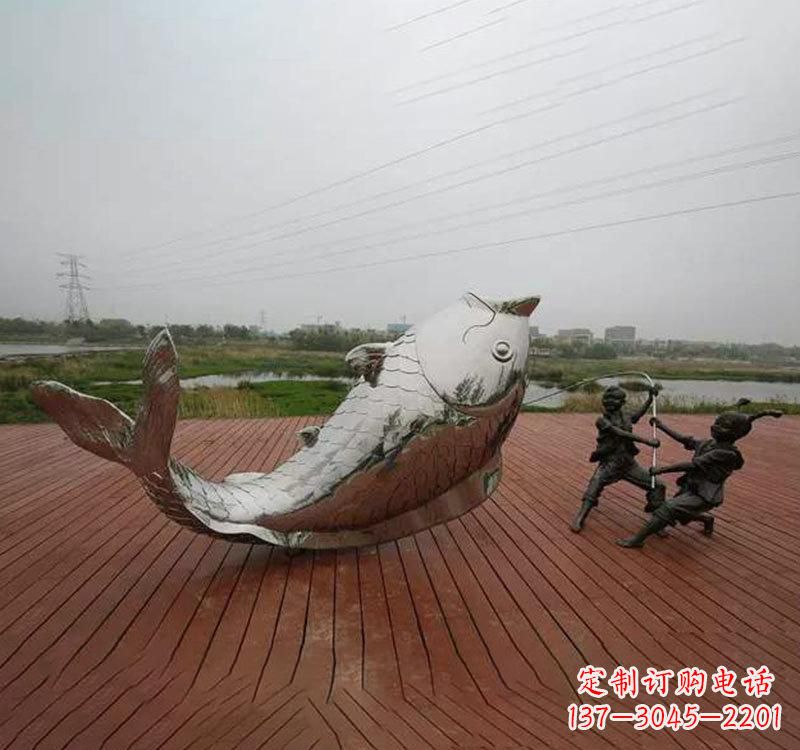 黄冈不锈钢鲤鱼雕塑传承中国文化