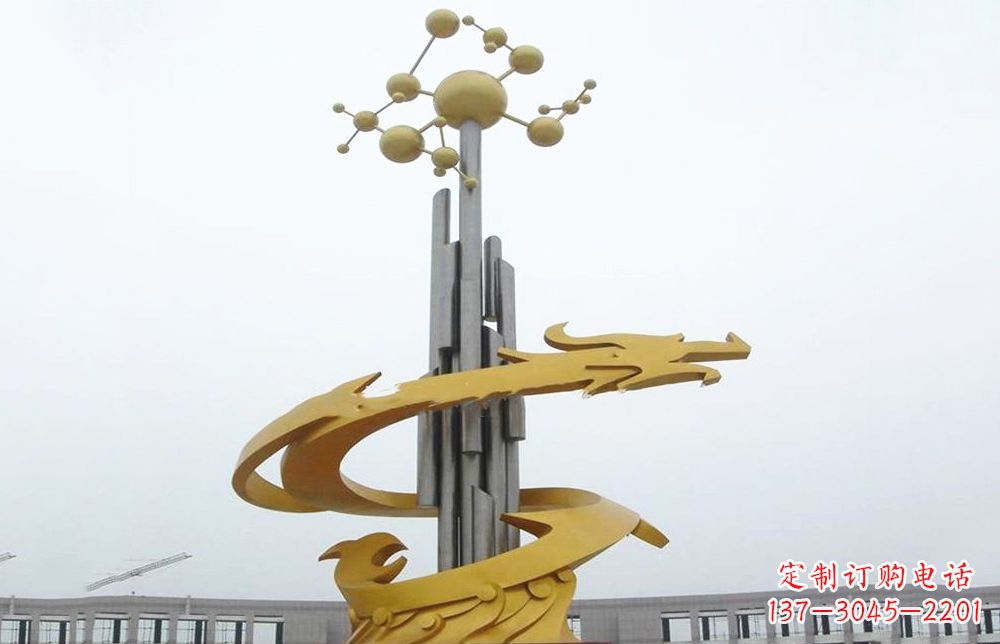 黄冈龙雕塑——点缀不锈钢城市景观