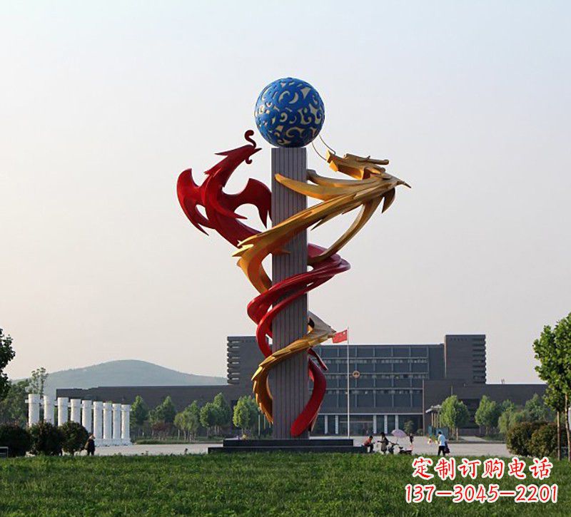 黄冈不锈钢龙凤雕塑神秘而又神奇