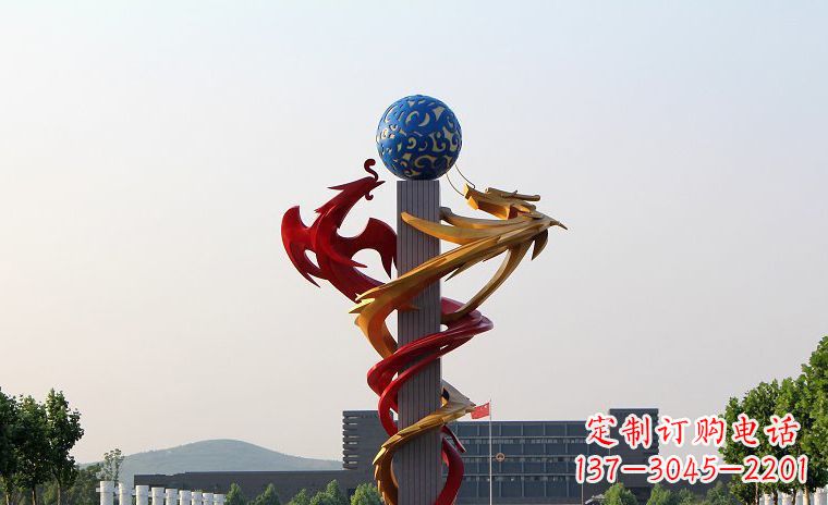 黄冈龙凤呈祥一对不锈钢雕塑的精彩展示