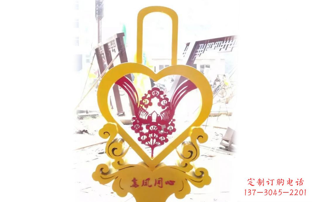 黄冈不锈钢龙凤同心景观雕塑彰显中国传统文化