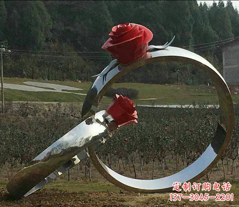 黄冈不锈钢玫瑰雕塑精美的艺术珍品
