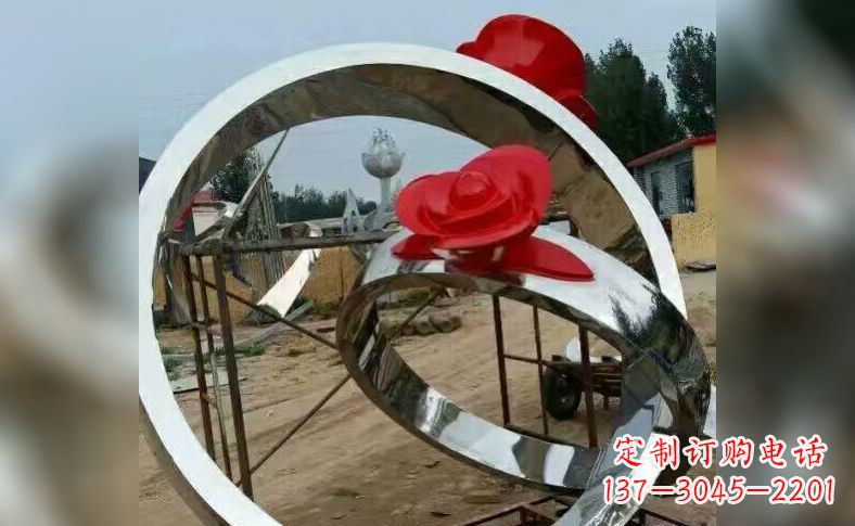 黄冈不锈钢玫瑰花戒指雕塑